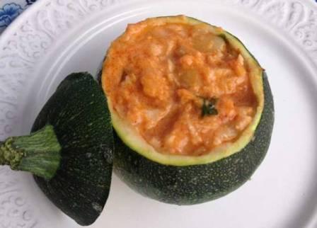 Curgete Recheada com Pescada, Erva Príncipe e Leite de Coco