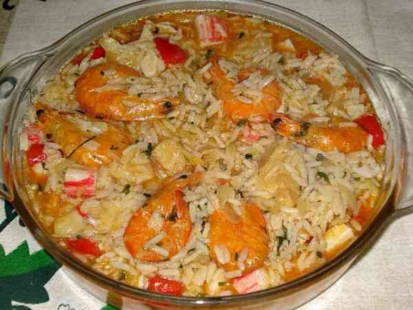 Arroz de Bacalhau com Gambas e Delícias do Mar